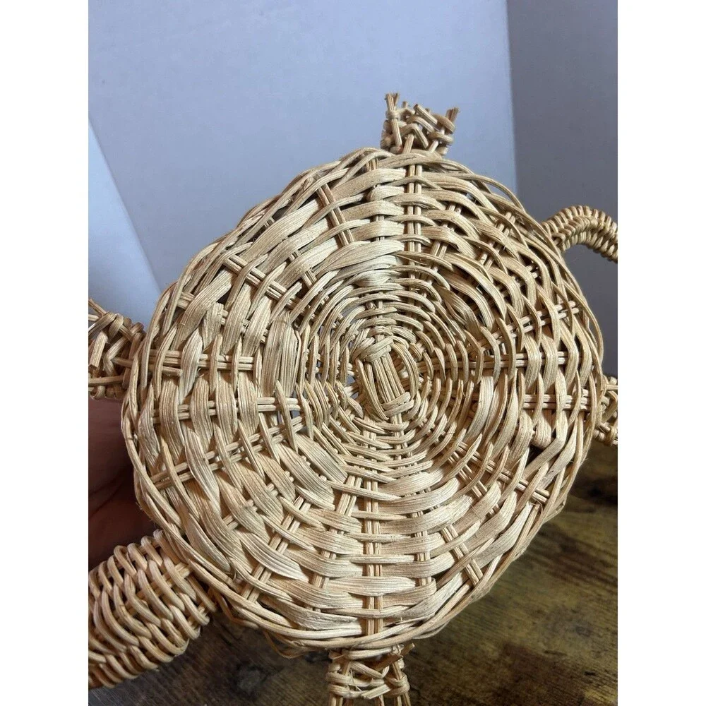 Vintage Turtle Shaped Basket Lightweight Decorative Storage Bowl 10” Long